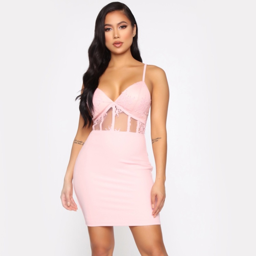 Pink Lace Mini Dress